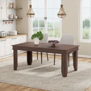 GAOMON Farmhouse Dining Table for 4-6 People, 63 in Long Kitchen Tables with Wooden Sturdy Frame, 5 ft Large Rectangular Dinner Table for Dining Room, Kitchen,Brown Non-extendable