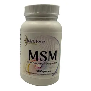 Back To Health MSM 99.9% Pure Methyl-Sulfonyl-Methane 100 Capsules Non-GMO Vegan Friendly Dietary Supplement