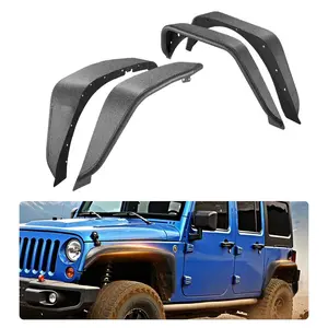 fathersdaygift VEVOR Fender Flare, Front Rear Jeep Fender Flares Compatible with 2007-2018 Jeep JK/JKU 2/4 Doors, Fine-Textured Black Paintable Off-Road Steel Liner Set, Fenders for Jeep JK, Rust-Resistant Coating