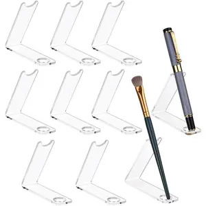 10 count  Pen Holder Display Stand Clear Single Pencil Display Stands Clear Pen Stand Paintbrush Drying Rack Pencil Wand Holder  for Pen Makeup Brush  School Office Use