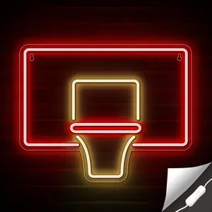 Basketball Hoop Neon Sign - Basketball Hoop Neon Lights for Basketball Players/Fans - Basketball Goal Led Signs with On/Off Switch for Wall, Bedroom, Game Room Decor - 14.8 x 11.8-Inch