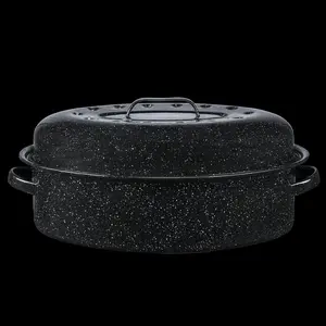 Granite Ware 18" Covered Oval Roaster, 15 Pound Capacity, Roasting Pan