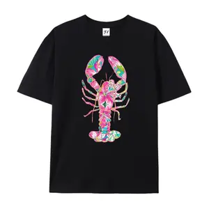 Colorful Watercolor Lobster Graphic T-Shirt, Ocean Animal Cotton Comfort Tee, Vibrant Coastal Fashion Outfit, Casual Beach Shirt, Ideal Birthday & Seafood Lover Gift for Him/Her