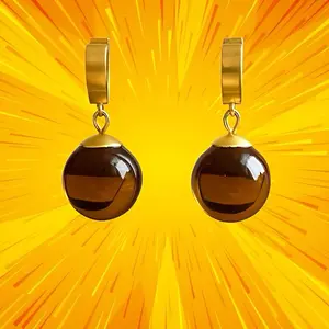 Dark Yellow (Gold) Potara Earrings -Men’s Fashion Jewelry, anime fan gift