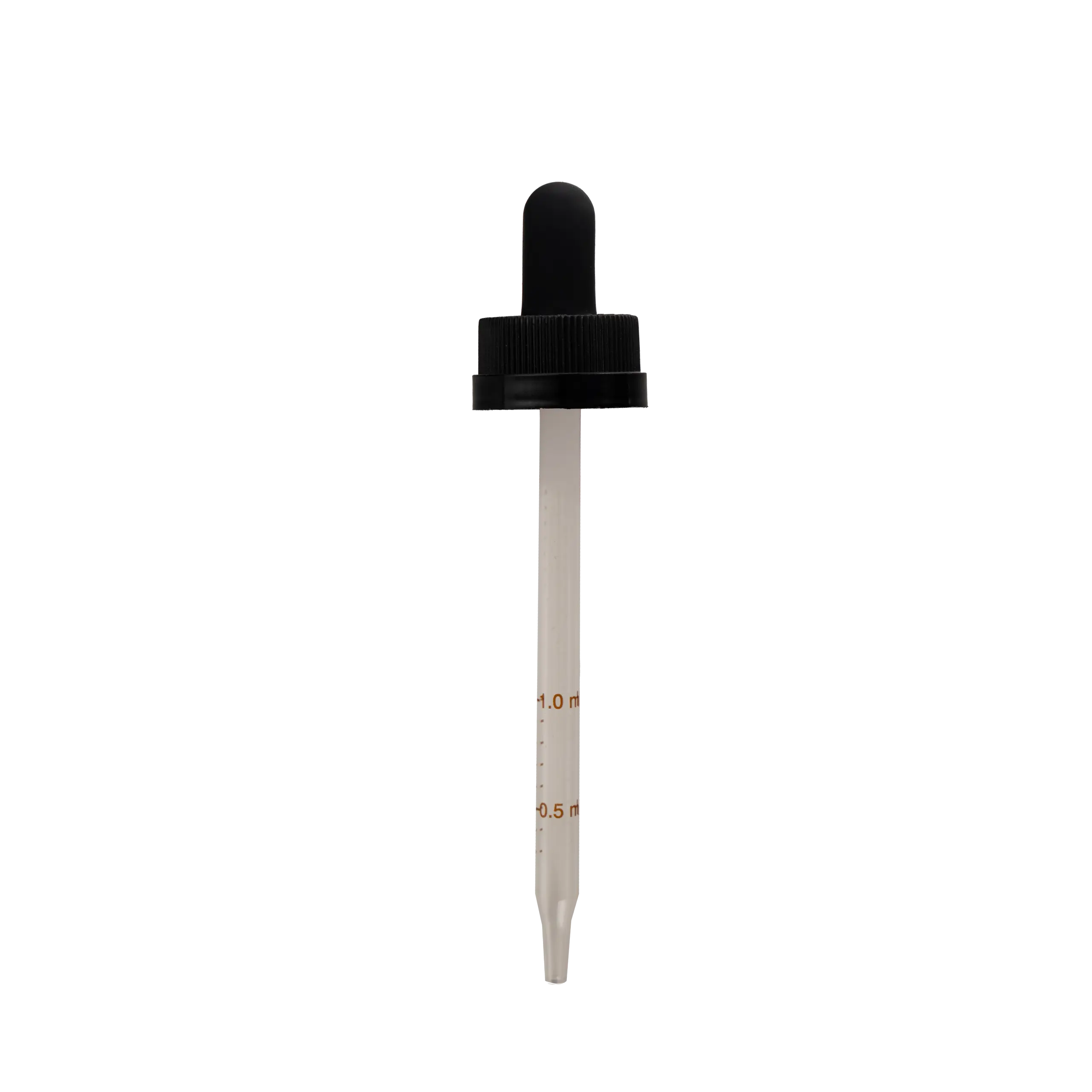 22-400 Child Resistant Black Dropper With Rubber Bulb And Glass Pipette