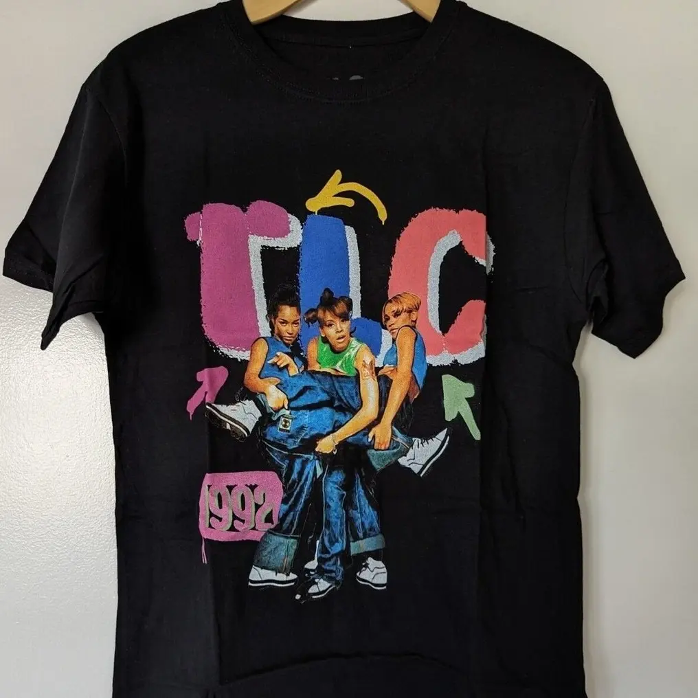 Women's Cotton Fitted Short-Sleeve Round Neck T-Shirt - TLC 1992 Tour Music Concert Graphic, Streetwear Casual Everyday Top, Shortsleeve, Tshirt