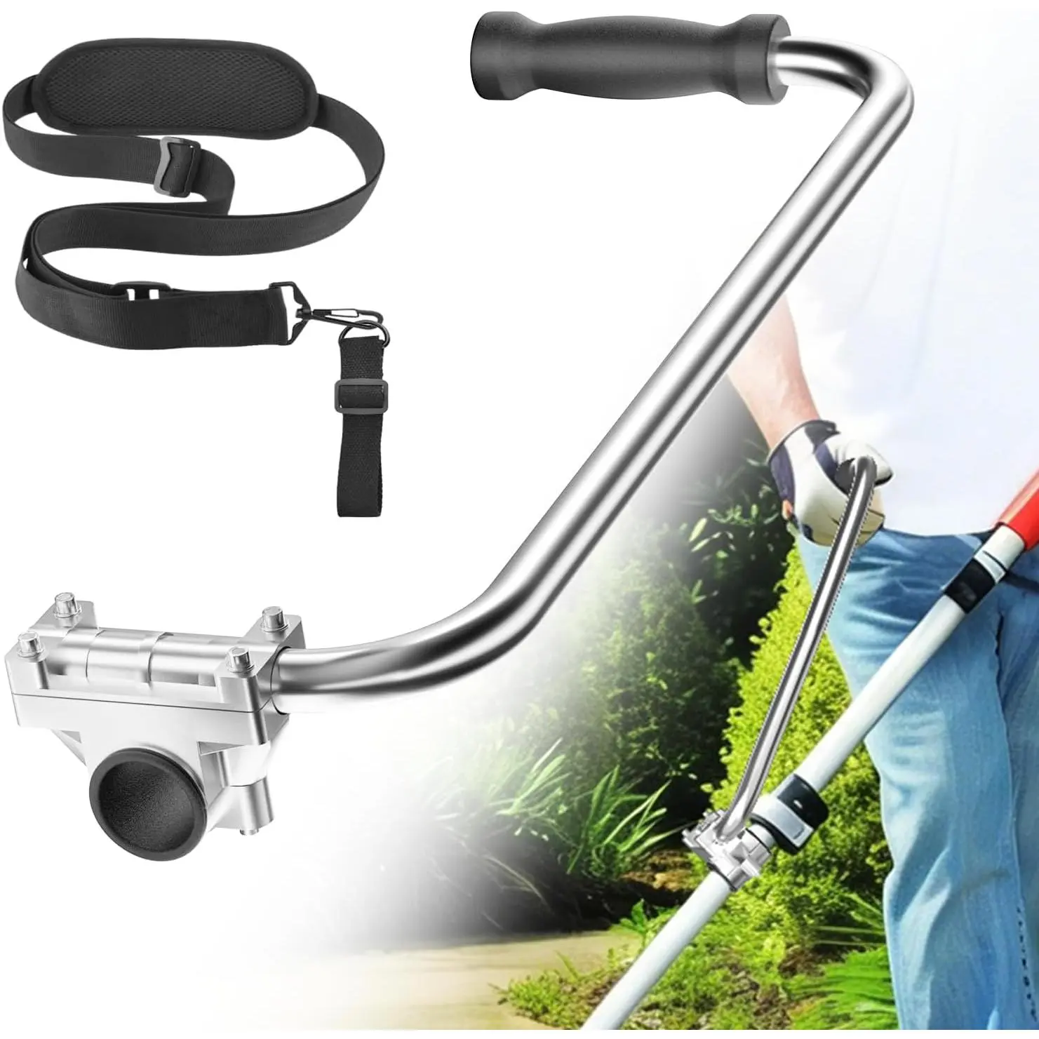 Upgraded  Weed Eater Handle, String Trimmer Grip with Adjustable  Harness & Bracket Clamp,   Saver Handle Extension Trimmer Handle for Lawn Care, Yard Trimming
