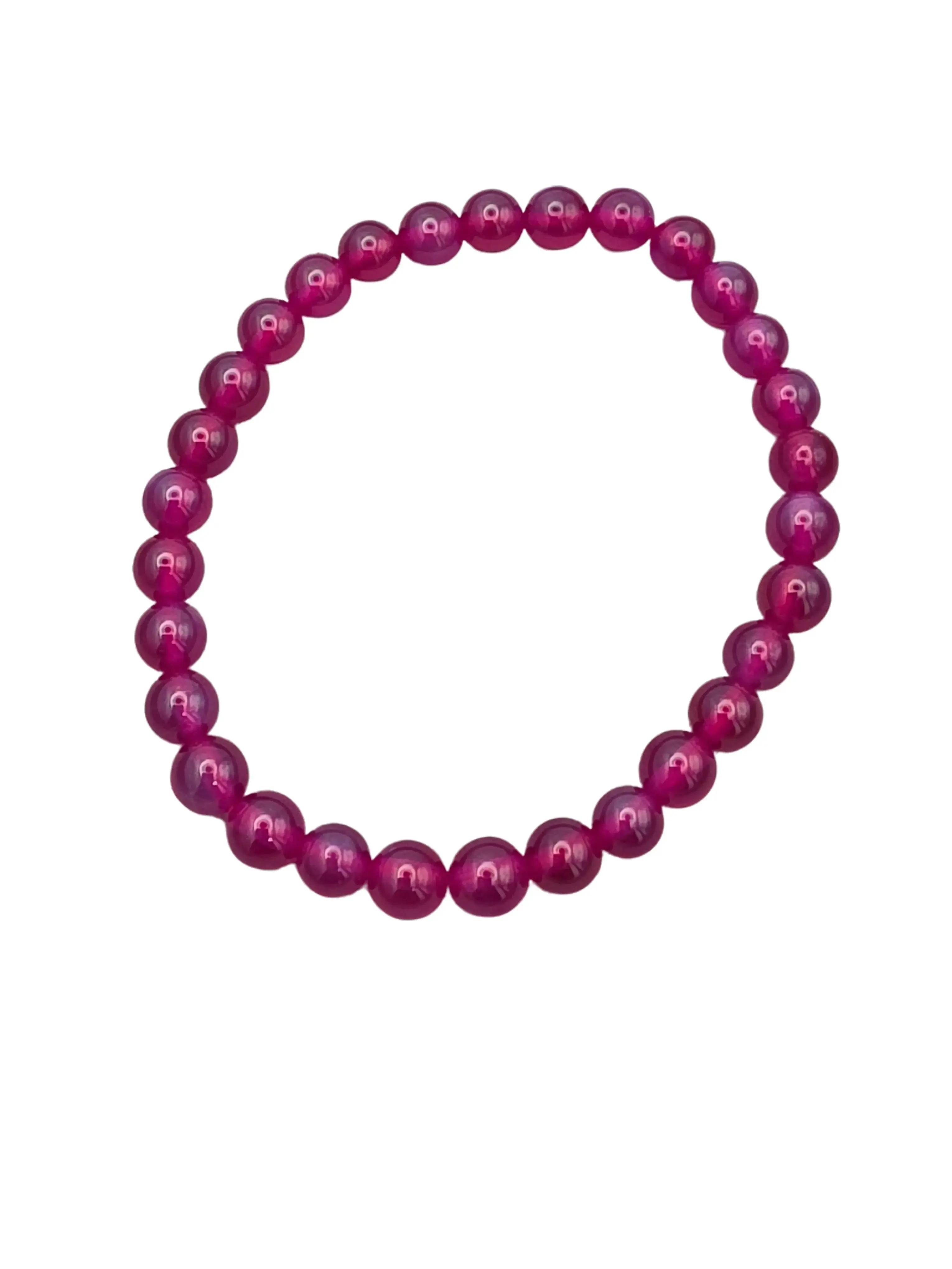 6mm Round Crimson Lab-Created Sapphire Gemstone Stretch Beaded Bracelet - Rich Polished Solid Beads, Stackable, Daily Wear, Note: Small Ball Presents Choking Hazard, for Jewelry Enthusiasts