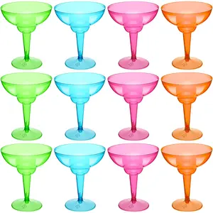 12 Plastic Margarita Glasses Oz Cups Mexican Theme Party Decorations Martini Bulk Cocktail Glass For Wedding Carnivals (multicolor)