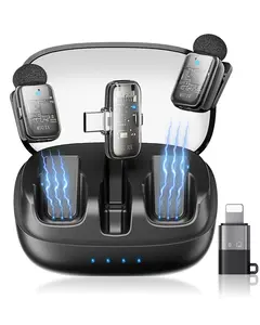 Transparent wireless lavalier microphone 4 modes can be switched at will Microphone for iPhone iPad Android With Charging Case Audio Smartphone Audio Smartphone