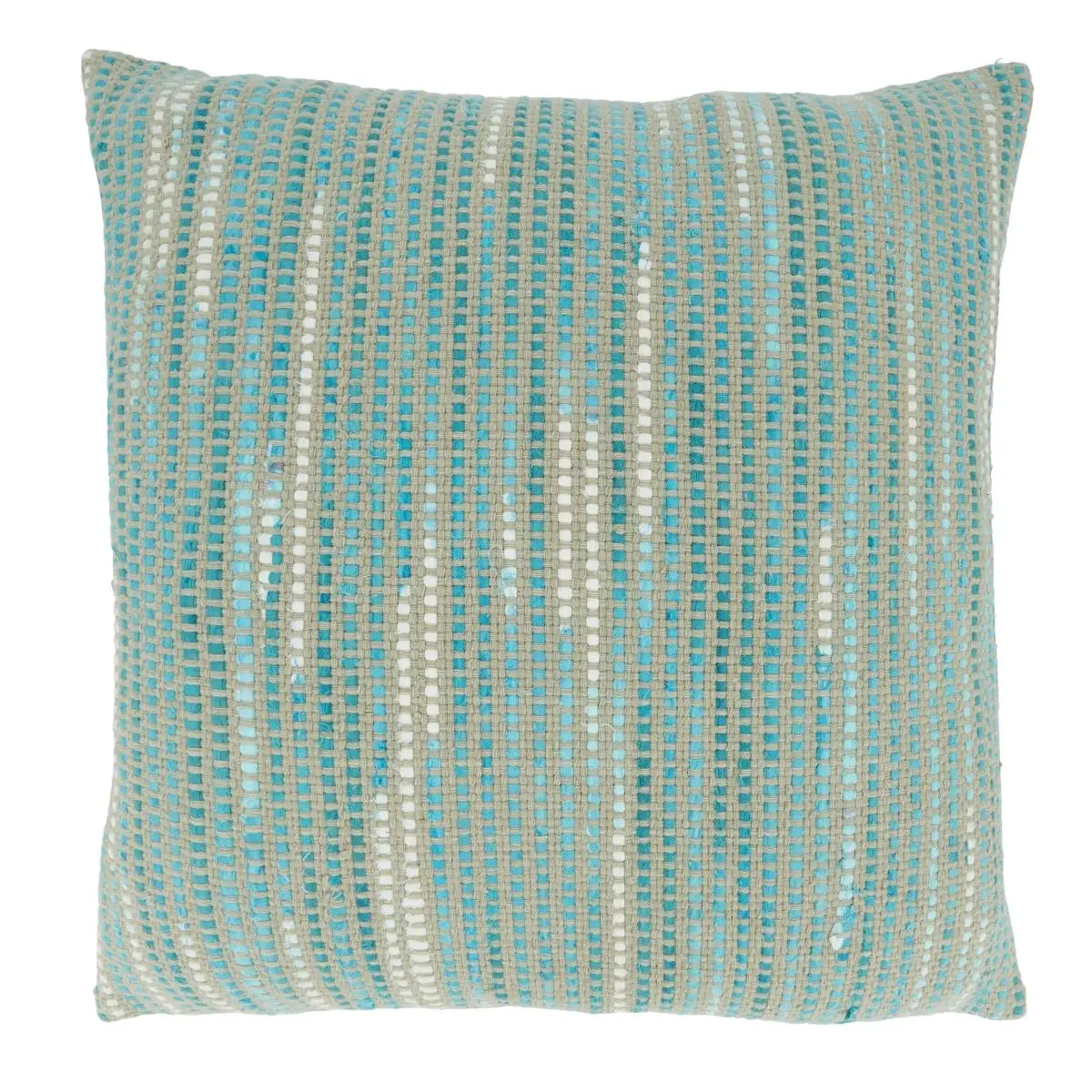 212 MAIN 20 in. 100% Cotton Cozy Striped Woven Square Throw Pillow with Woven Texture and Down Filling, Black