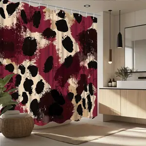 1pc Leopard Print Shower Curtain - Brown & Black Bathroom Decor, Bathroom Decoration Accessories, Durable with Golden/ Burgundy/Black Tones, Machine Washable, Multi-Size Options for Bathtub & Shower - Jungle Theme Bathroom Window Curtain
