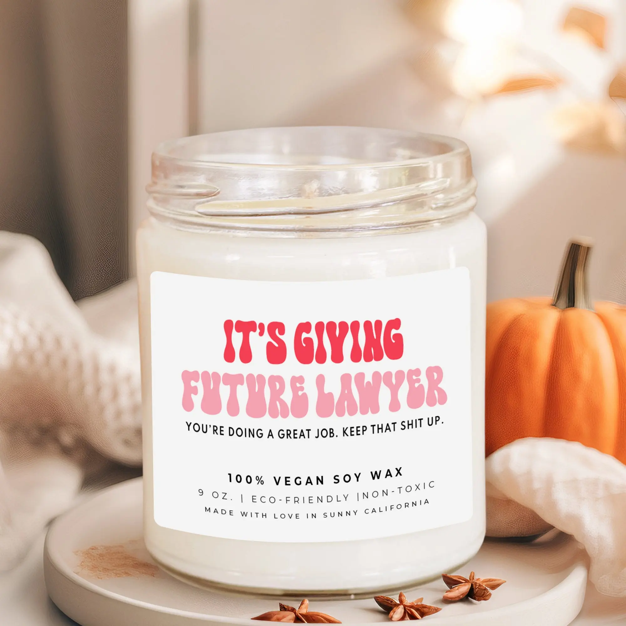 It's Giving Future Lawyer Candle, Law School Graduation Gift, New Lawyer Gifts, Passed the Bar Exam Candle, Law Degree Grad, (C-21PRO)