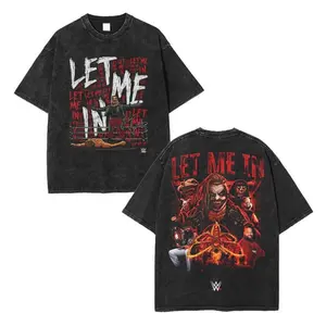 Official WWE Bray Wyatt Let Me In The Fiend Red Washed Vintage Heavy Cotton Graphic Tee Unisex Wrestling Fan Collector Drop