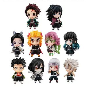 5Pcs Anime Demon Slayer Set Toy Figure Action Figure Kamado Tanjirou Nezuko Car Ornament Desktop Zenitsu Decorative Inosuke Doll