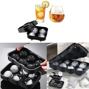 Silicone Ice Cube Tray Mold, Large Capacity Ice Maker, Easy Release Ice Ball Molds, Home Use, 4 Grids/6 Grids/8 Grids