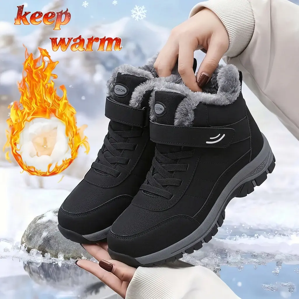 Women's Unisex Wear Winter High-Top Hiking Snow Boots - Cold-Proof, Warm-Lined, Non-Slip Rubber Sole, Ideal for Outdoor Hiking, Cold Weather