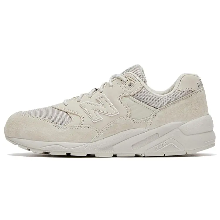 New Balance NB 580 Classic Retro Low-Top Fabric Leather Breathable Running Sneakers for Men, Women (Beige)