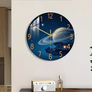 Acrylic Space Theme Wall Clock, Silent Movement, Perfect for Living Room, Bedroom, Kitchen, Office Decor, Christmas Gift