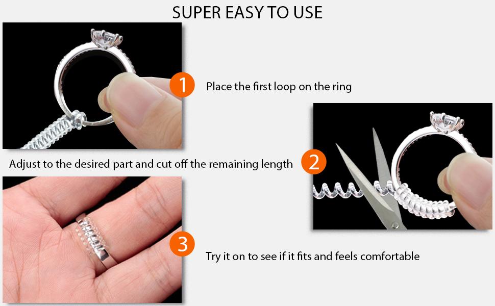 Ring Sizers for Loose Rings, Eiito Ring Size Adjuster Spacers or Tightener, Invisible Guards, 6 Sizes Fitter, Resizer Fit Almost Any Rings, Reduces Size by 0.5-1.5