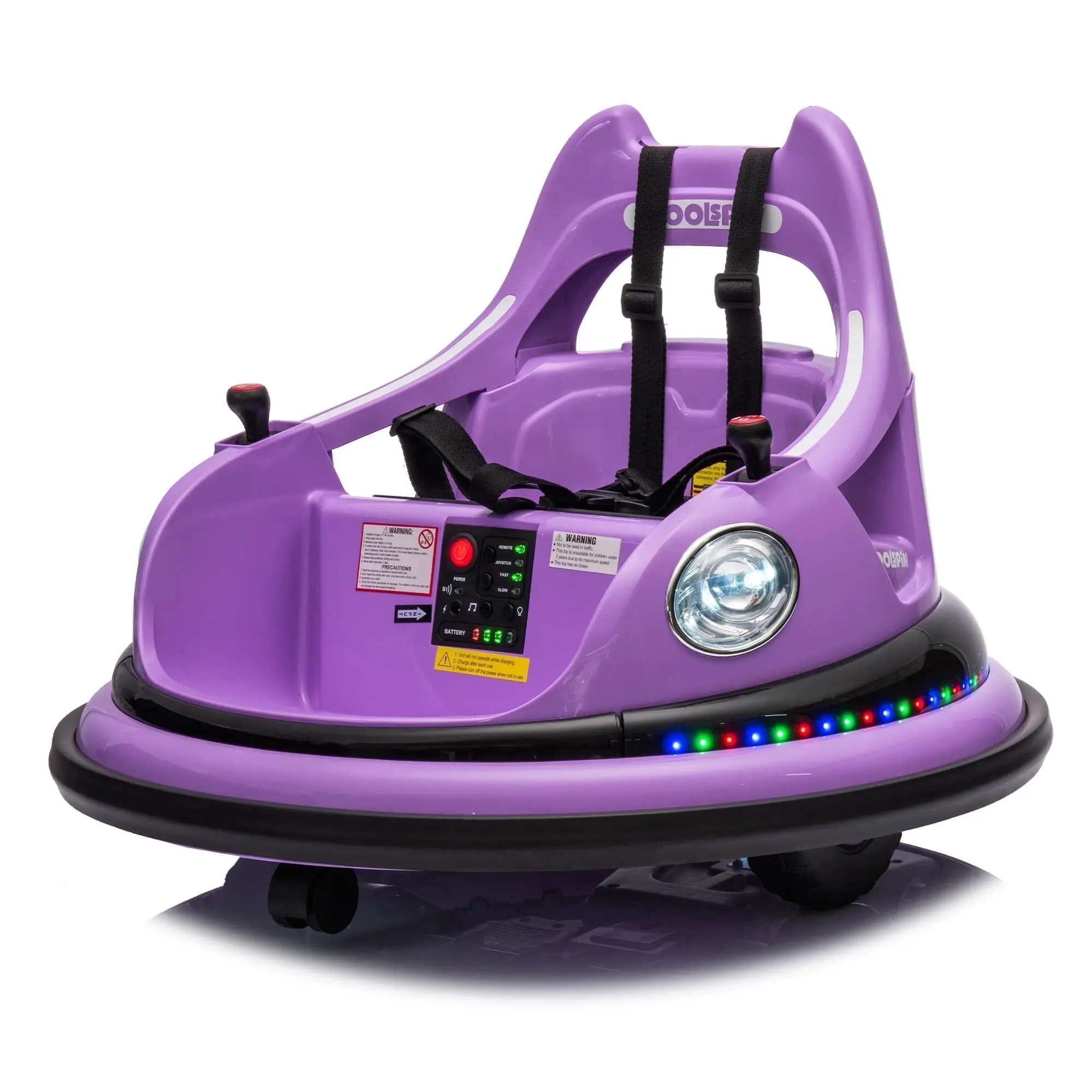 SaveJoy 12V electric Bumper car for kids 360° Spin, Bumper Car Ride on Toys for Toddlers Aged 1.5-5 with Remote Control, Purple