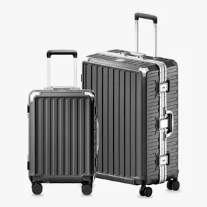 LUGGEX 2 Piece Luggage Set(20/28) with Spinner Wheels, 8010S Aluminum Frame Zipperless Polycarbonate Hard Shell Suitcase Sets