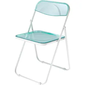 Transparent Acrylic Modern Folding Chair with Chrome Frame, Mint