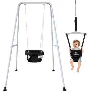 Babejoy 2-in-1 Baby Jumper and Swing with Foldable Stand, Indoor & Outdoor Portable Baby Bouncer Swing，#DealsForYouDays