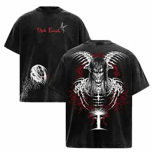 Eren Yeager Final Form Vintage Washed T-Shirt | Attack on Titan Anime Graphic Tee | Oversized Heavy Cotton Streetwear | The End Freedom Manga Shirt for Men & Women | 90s graphic good tees Casual American Short Sleeve Unisex T-shirt,Gym & Streetwear HNF