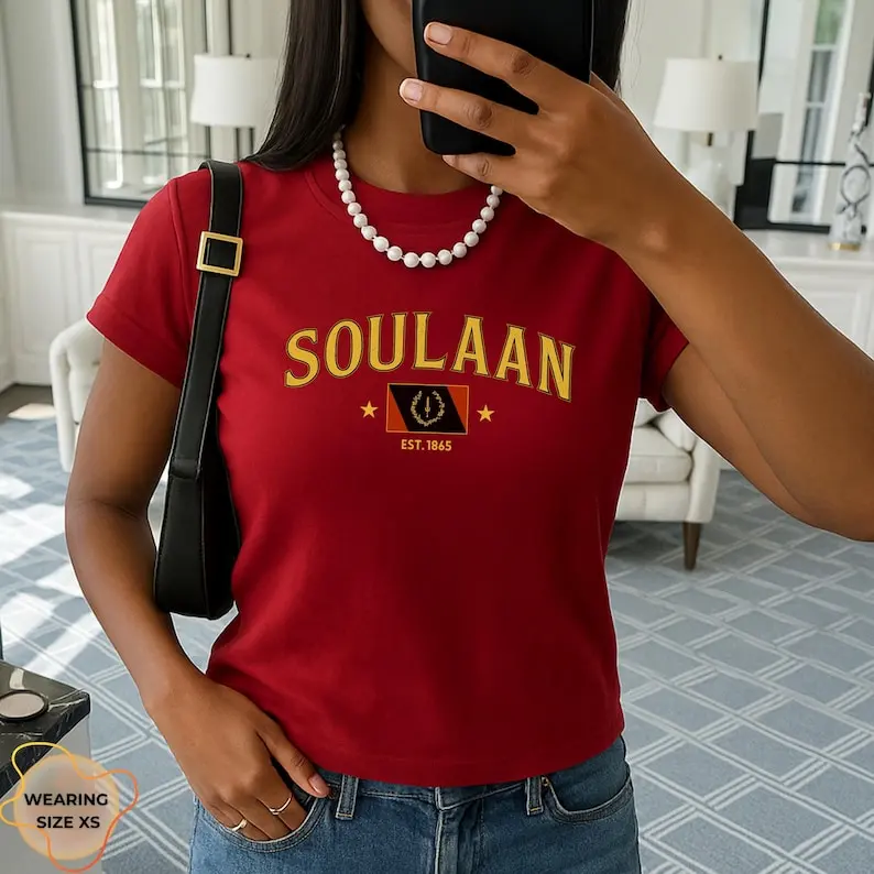Soulaan Baby Tee, Afro American Pride Shirt, African Nation Flag Tee, Trendy Y2K Top Tee