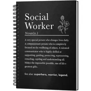 Social Worker Definition 160 Blank Pages Hardcover Spiral Notebook, Appreciation  For Social Worker, Thank You  for MSW LSW LCSW RN LVN Psychologist, Mental