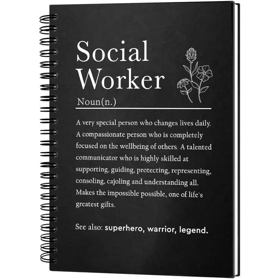 Social Worker Definition 160 Blank Pages Hardcover Spiral Notebook, Appreciation  For Social Worker, Thank You  for MSW LSW LCSW RN LVN Psychologist, Mental