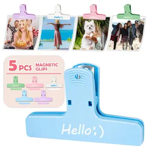 5 Pack Chip Clips, Bag Clips, Magnetic Bag Clip for Food Storage, Plastic Food Clip for Chips, Snack, Kitchen, Refrigerator, Garden, Sewing, Fabric, Clothes Pins, Color Coded for Food Bags, Upgrade Wide Open Bag Clips for Food Storage