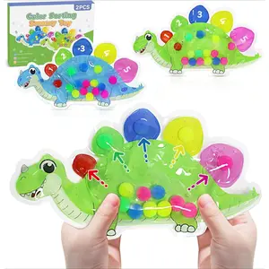 X-ITC70 2pcs Color Sorting Sensory Toys for Toddlers 3-5, Preschool Learning Activities Fine Motor Skills Travel Toy for 3 4 5 Year Old, Montessori Dinosaur Autism Quiet Fidget Toys for Kids Girls Boys