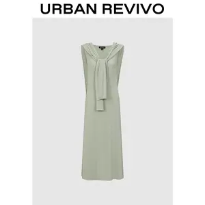 URBAN REVIVO Women's Basic Fit Sleeveless A-Line Dress UWM750065 - Lady's Casual Clothes for Spring, Summer Everyday Wear