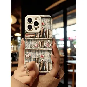 Precision Perforated Edge Bookshelf, Colorful Rose Painted Shockproof Phone Case Compatible With Iphone 14 Pro Max, 13, 11, XR, 7/8