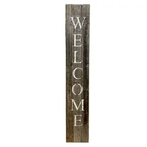 212 MAIN Distressed Rustic Dark Gray & White Wood Welcome Sign, 60x10.25x1.38 in, Outdoor Front Porch Home Decor Products, Home Supplies Plaques & Signs