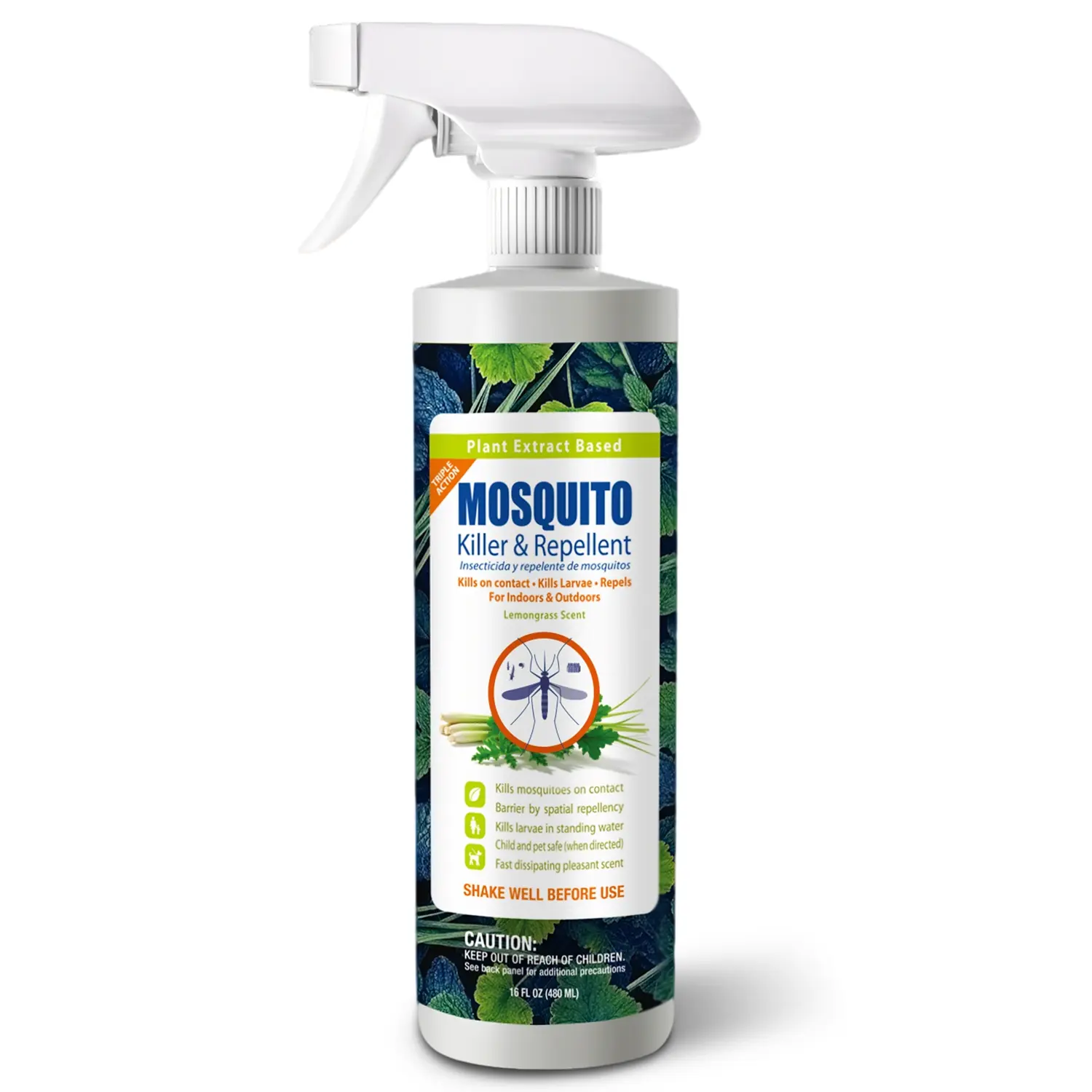 EcoVenger Mosquito Killer by EcoRaider Triple-Action Spray 16 oz, Kills All Stages + Larvae Control + Lasting Repellency, Indoor & Outdoor, Citrus Scent, Non-Toxic Plant Based Formula