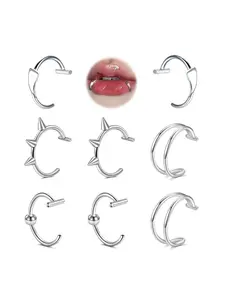4 Pairs Non-Piercing Lip Rings, Clip-On Dual Ring Snake Bite Design, Vampire Style Personalized Lip Jewelry Accessories