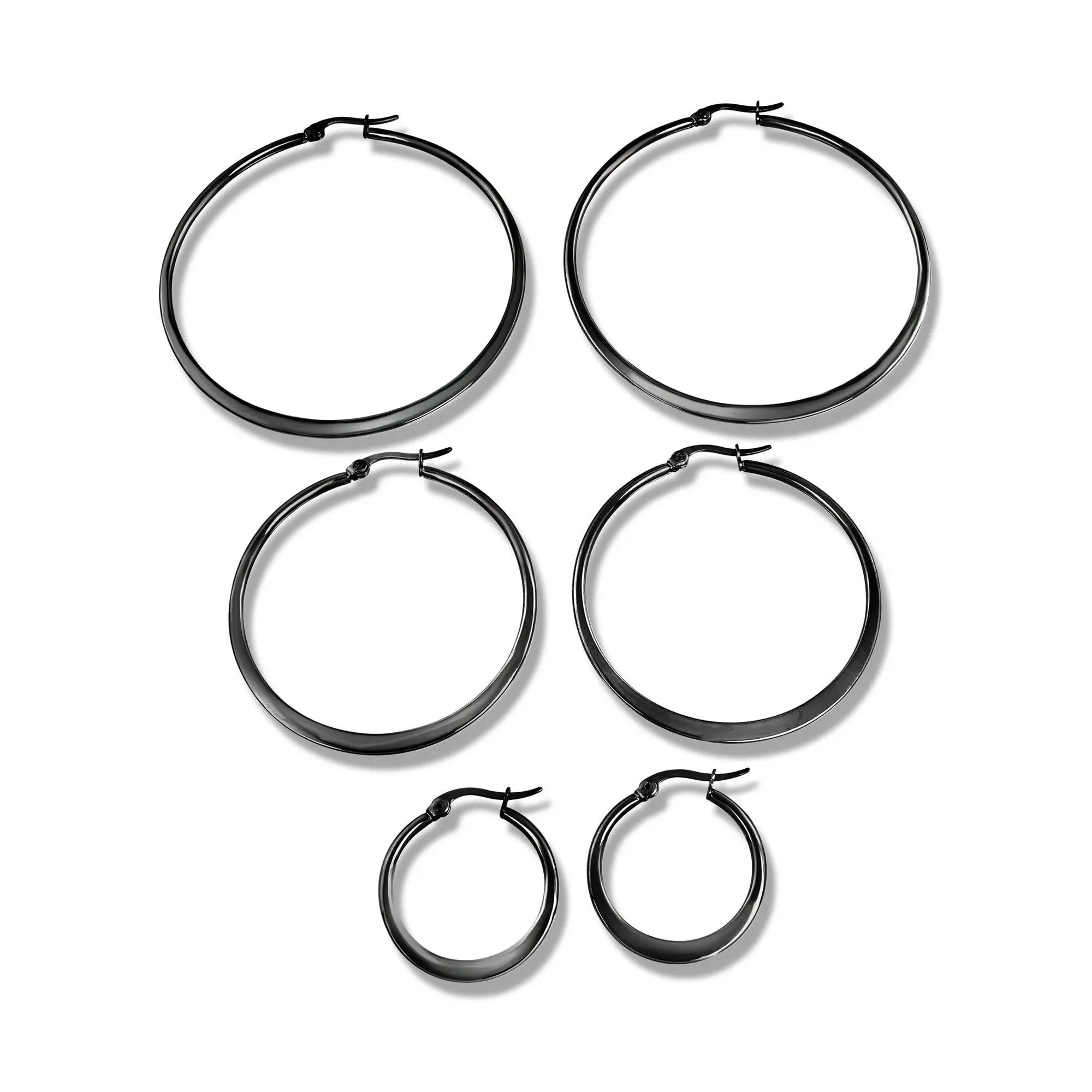 Steel by Design Set of 3 Round Hoop Earrings
