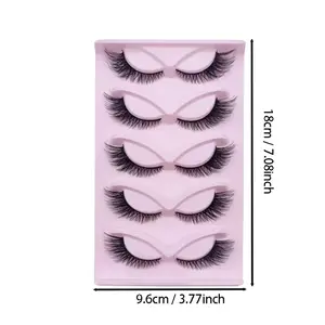 Cluster Eyelash Extensions 5 Pairs, Premium Fiber False Lashes, Wispy Natural Cluster Lash Strips, Long Lasting Eye Lash for Daily Party Makeup, Fullness & Length Enhancement