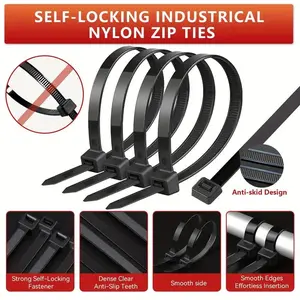 Multi-Size Weatherproof Nylon Cable Tie Set, 400-Piece Self-Locking Zip Ties with Mounting Brackets, Universal Wire Management Kit for Home, Garage