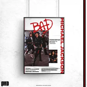 Michael Jackson Bad Album Graphic Poster - Original Art Print for Home Decor, Home Supplies