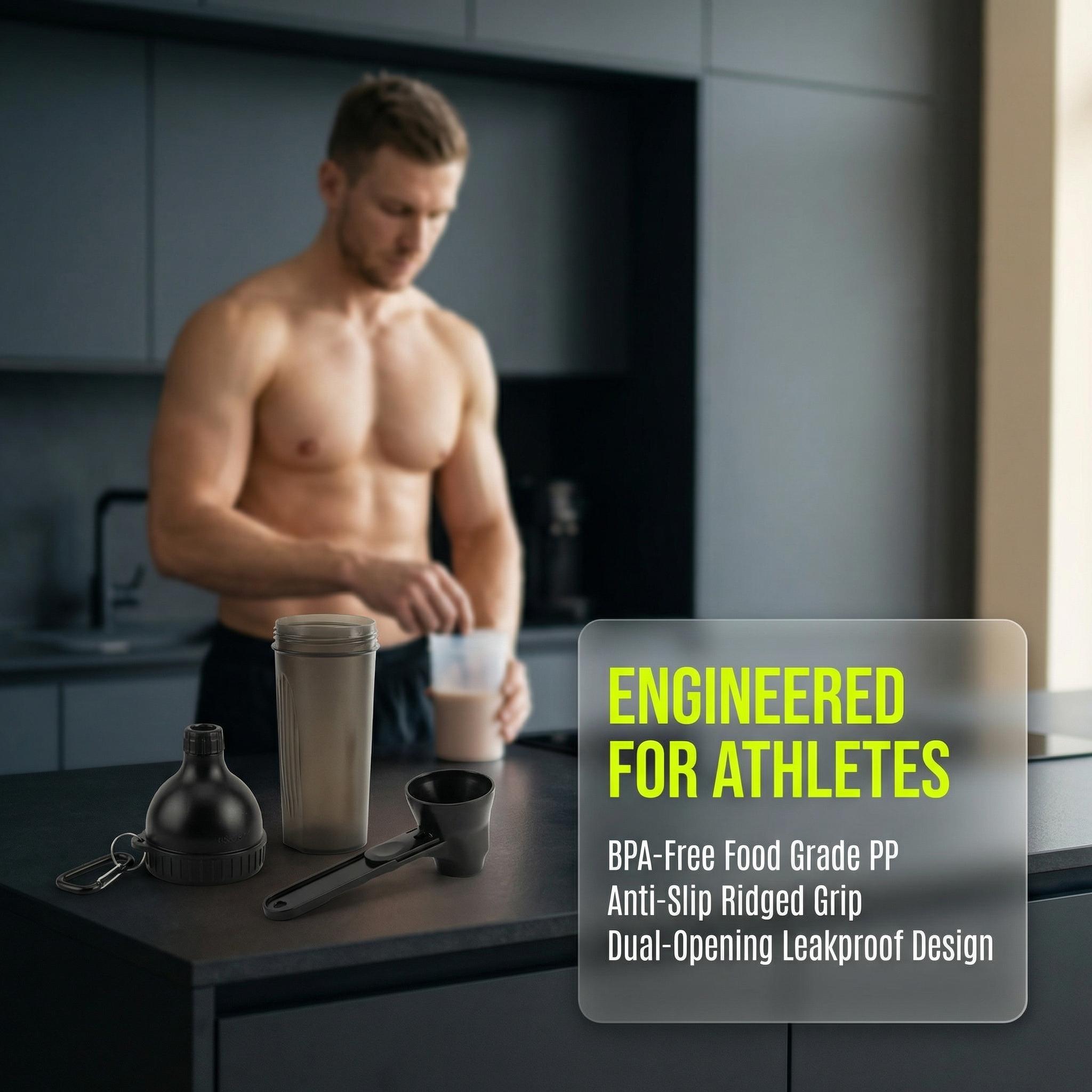 NEW Buy 1 Get 1 Free Protein Powder Funnel-Mini with Sliding Scoop and Container — High-Quality Funnel for Pre-Workout Creatine Powder, Coffee/Milk/Smoothie/Chocolate Powder, BPA-Free Plastic Kitchen Utensil, Perfect Gift for Valentine’s Day