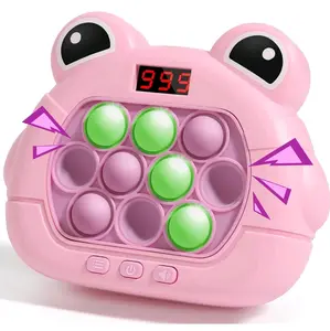 Pop Fidget Kids It Games Toy, Fast Push Bubble Game Console with LED Screen for Kids 8-12, Handheld Quick Push Game, Autism Sensory Toys, Birthday Xmas Gifts for Boys, Girls, Adults (S Eyes Frog Pink)