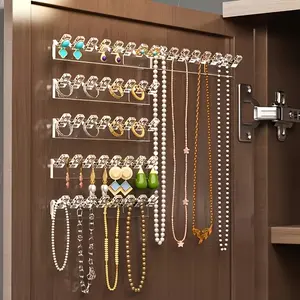 3-Piece Wall-Mounted Storage Rack, Transparent Acrylic Jewelry Organizer for Bracelets with 8 Hooks, Space-Saving Multi-Functional Design, Modern Organizer, Home Organizers