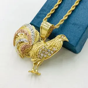 24" Long Necklace Chicken Rooster Pendant for Mens Waterproof Gifts Anniversary Male Birthday Daily
