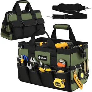 17 inch men's tool kit with padded handle and adjustable shoulder strap, a durable tool storage container suitable for electricians, mechanics, carpenters, handymen, households, or construction sites
