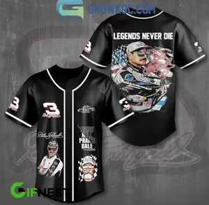 Dale Earnhardt NASCAR Legends Never Die Personalized Baseball Jersey