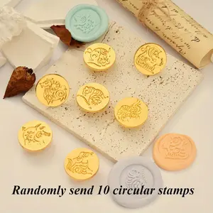 10pcs Fire lacquer wax random relief seal retro style decoration self-adhesive invitation letter envelope love letter seal sticker fire lacquer seal does not repeat the style Wax Stamp Kit